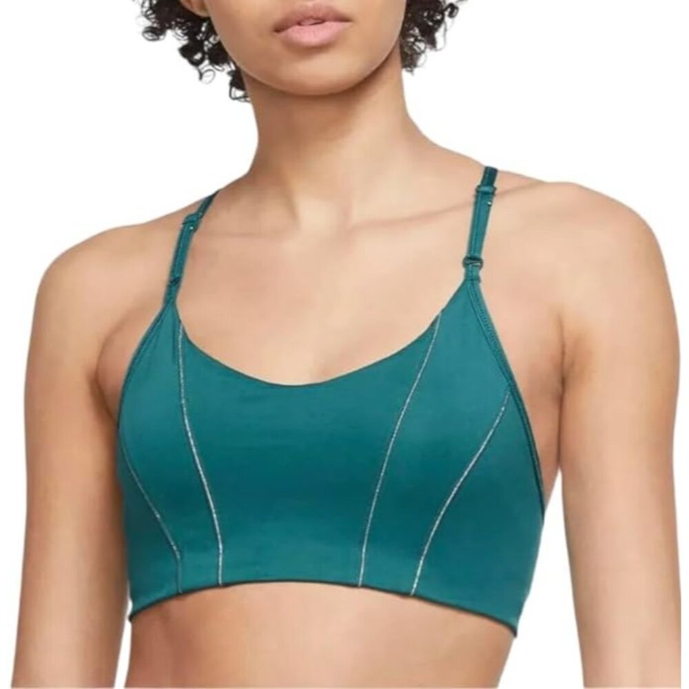 Nike Women Dri-FIT Indy Support Padded Sport Bra DD1407-381 Green Size Small